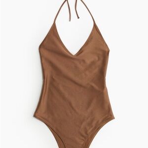 H&M Brown Halter One-Piece Swimsuit